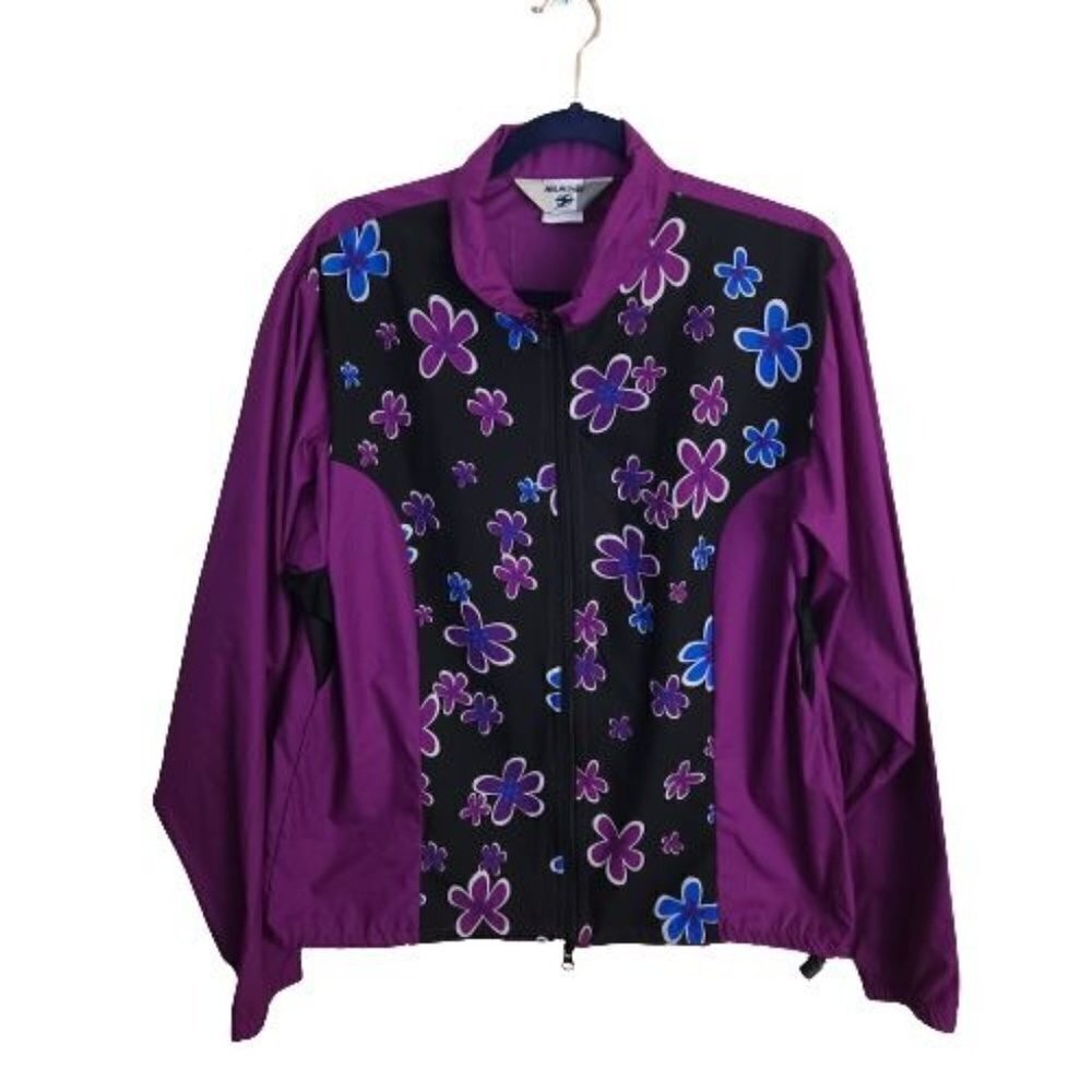 Sugoi Vintage Purple Floral Cycling Windbreaker Jacket Size L